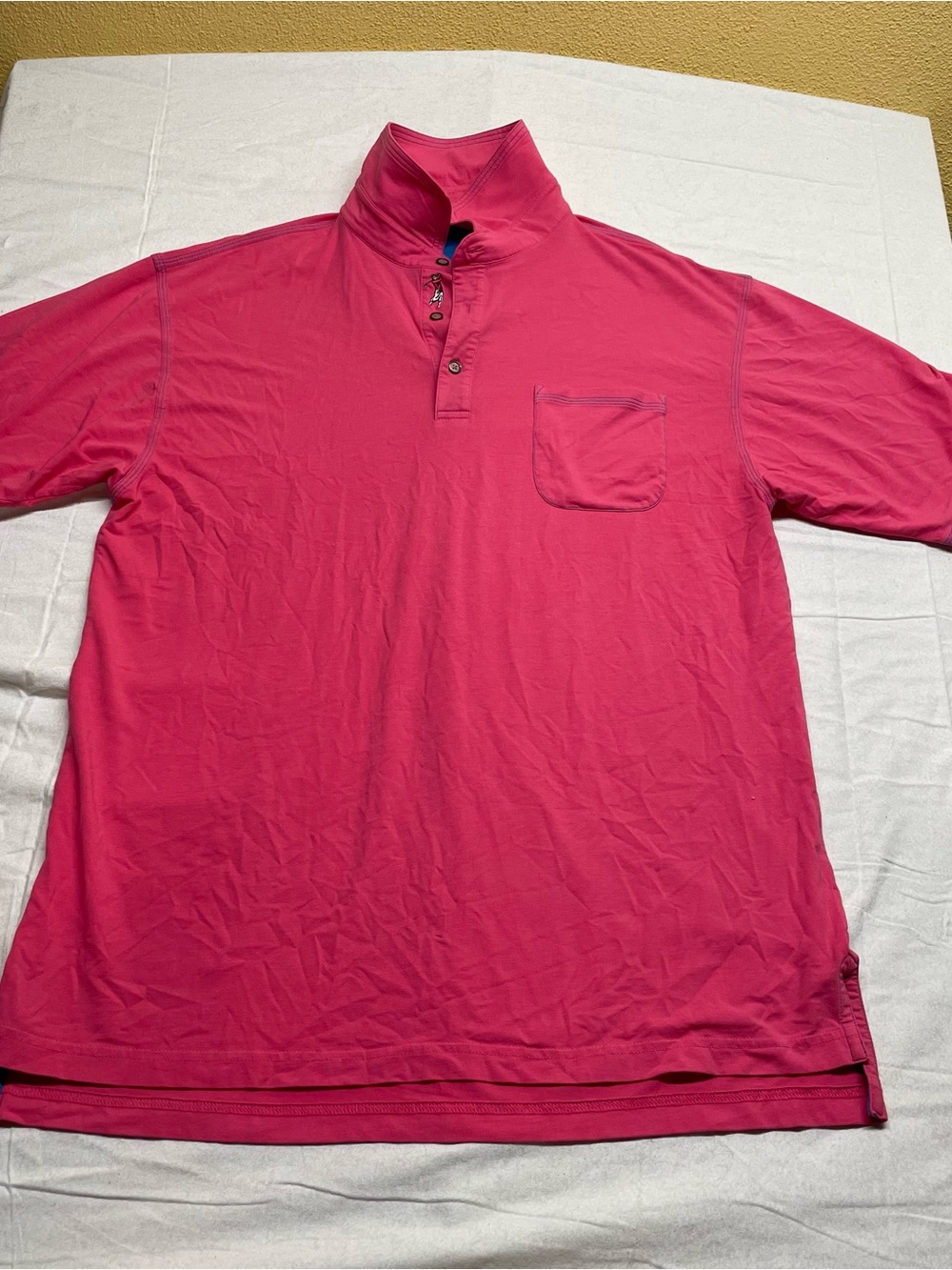 Bobby Jones Men's Button Mock-Neck Polo - Hot Pink